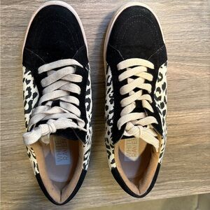Black and Cream Sneakers with Checkered Design